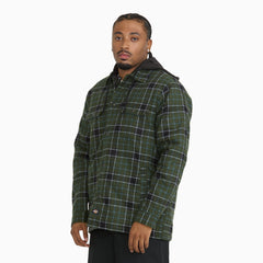 Insulated Plaid Hooded Shirt Jacket