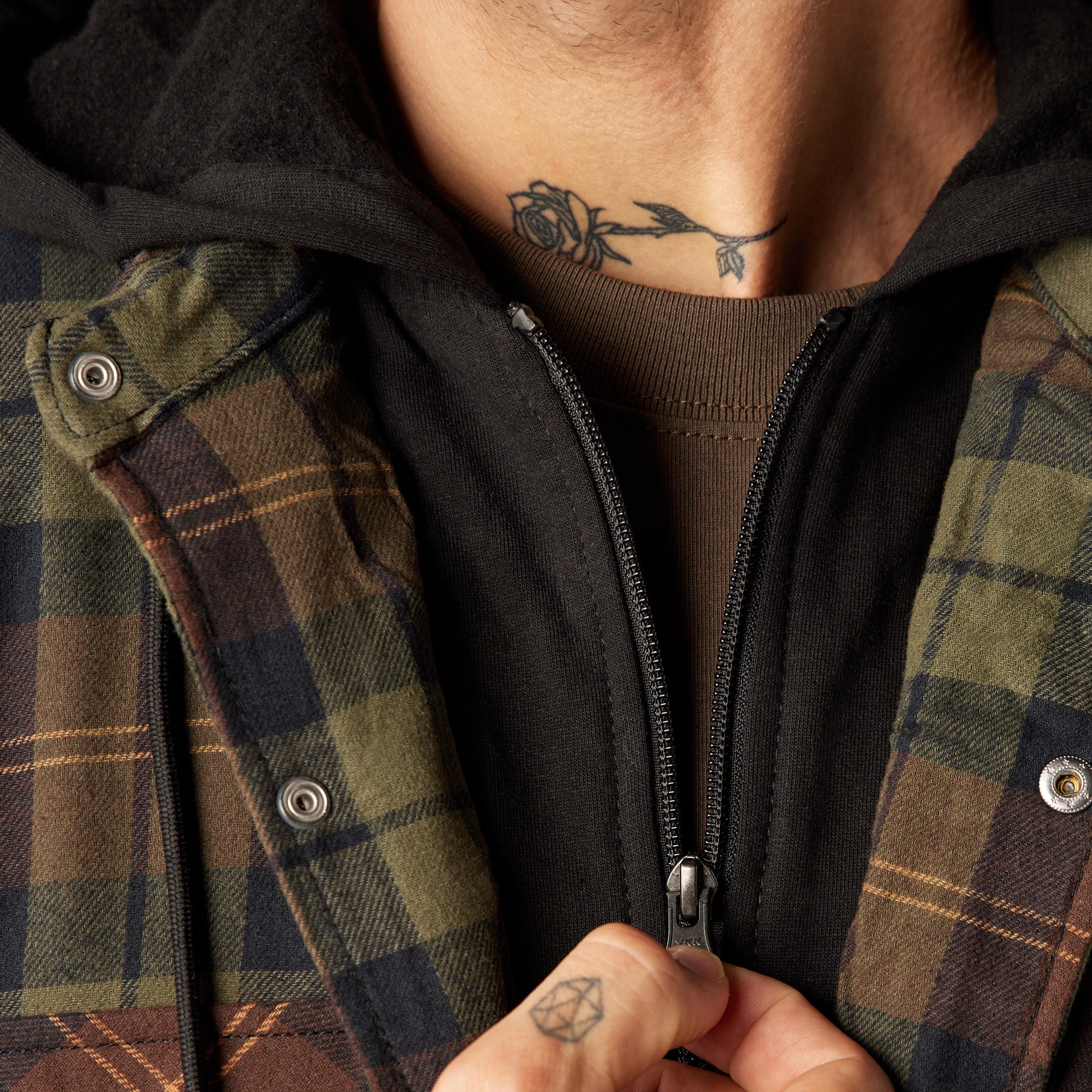 Flannel Hooded Shirt Jacket