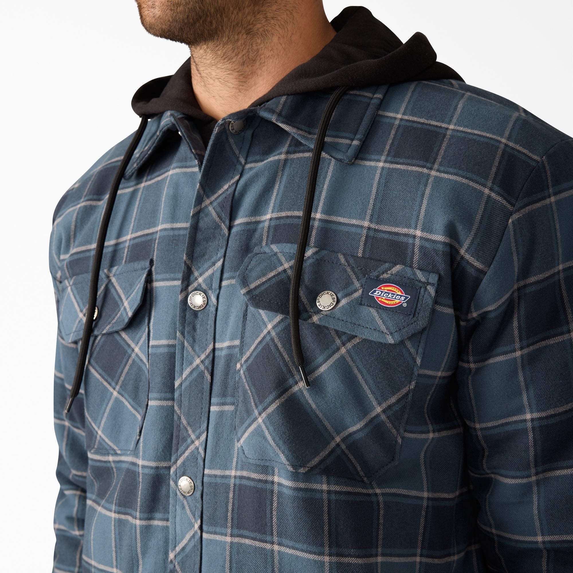 Water Repellent Flannel Hooded Shirt Jacket