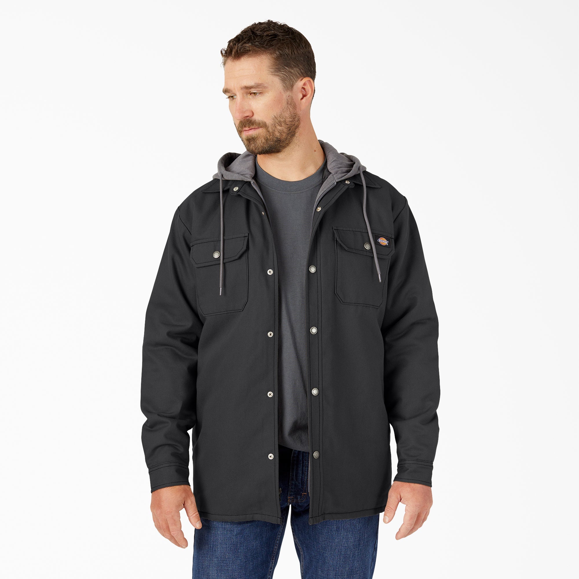 Water Repellent Duck Hooded Shirt Jacket