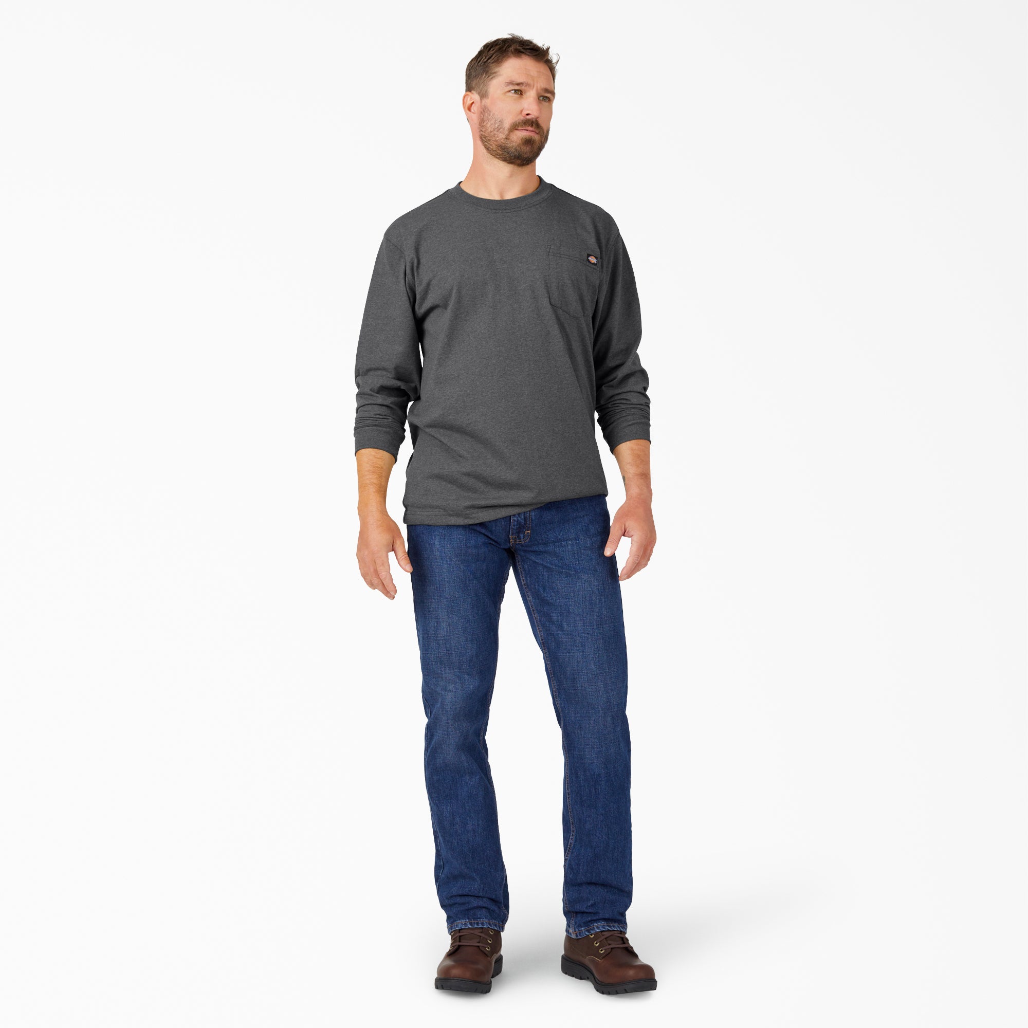 Heavyweight Heathered Long Sleeve Pocket T-Shirt