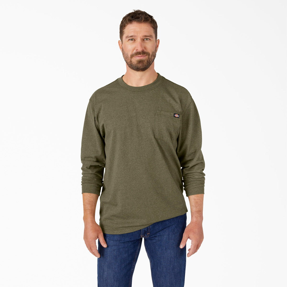 Heavyweight Heathered Long Sleeve Pocket T-Shirt